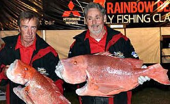 Yum: Nev Howe of Gympie, Mike Lynch of Rainbow Beach and Cecil Cross Southside, Gympie, with their reds. Yum: Nev Howe of Gympie, Mike Lynch of Rainbow Beach and Cecil Cross Southside, Gympie, with their reds.